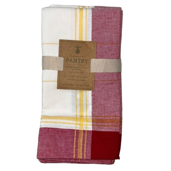 willams sonoma red yellow set of 4 napkins 100% Turkish cotton napkins NEW NIP - Picture 1 of 4